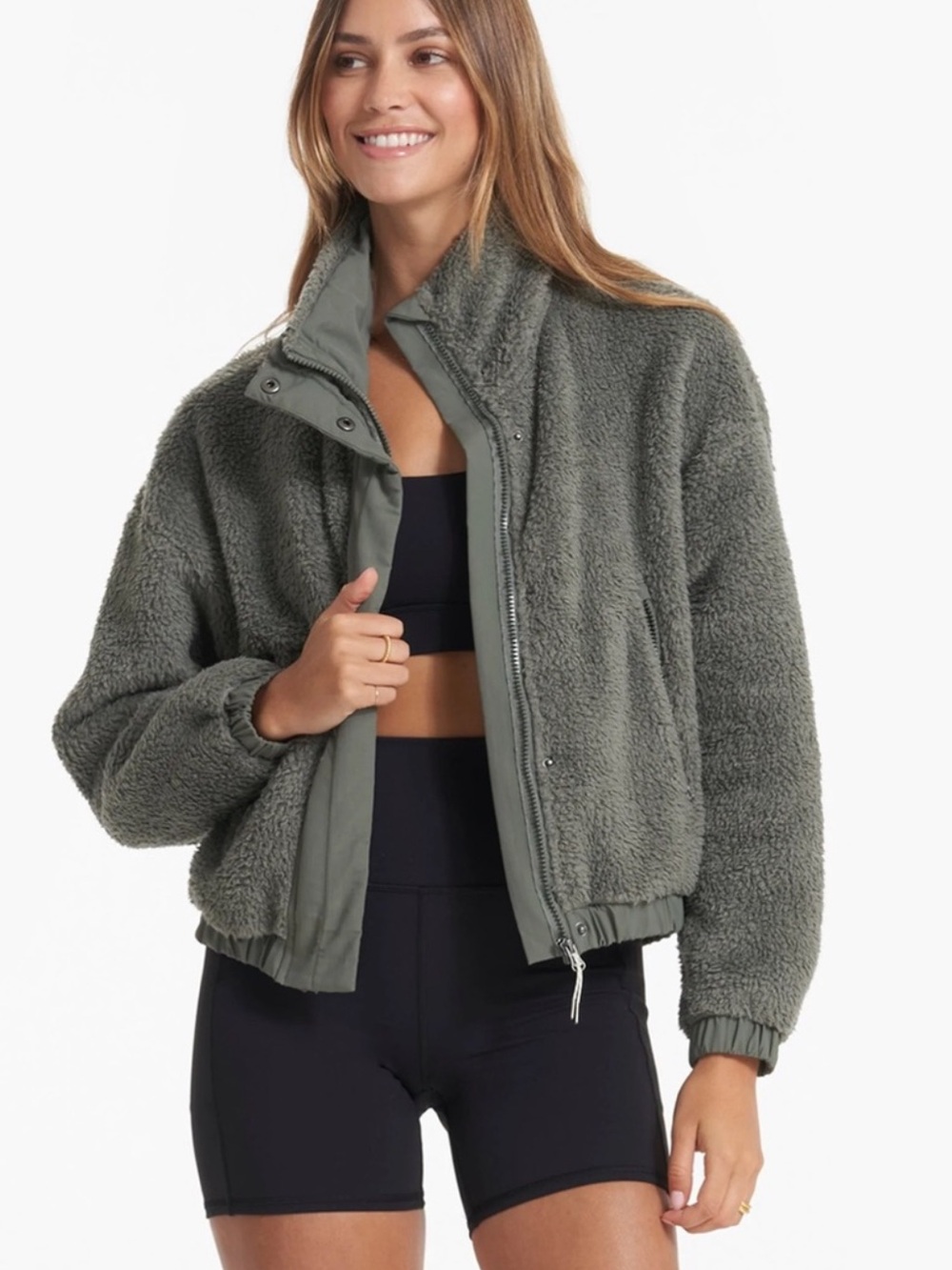 Vuori Cozy Sherpa Jacket in dusty pine